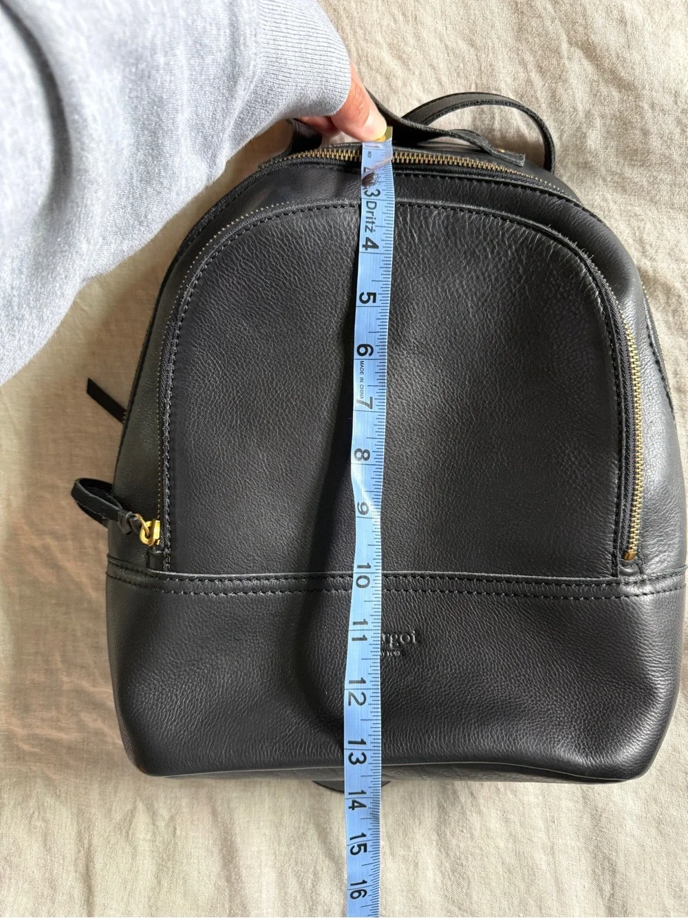 Margot Kimmie Black Pebbled Leather Backpack Gold Hardware